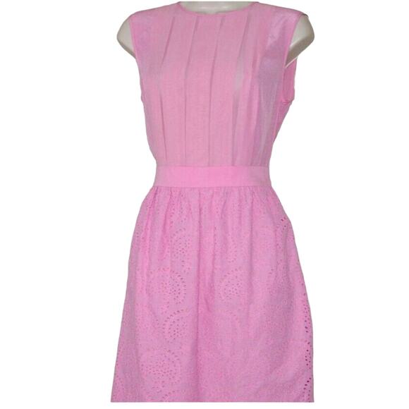 M Missoni Dresses & Skirts - M Missoni Pleated Silk Cotton Pink
Sleeveless Lined Eyelet Mini Dress Sz 40/US8